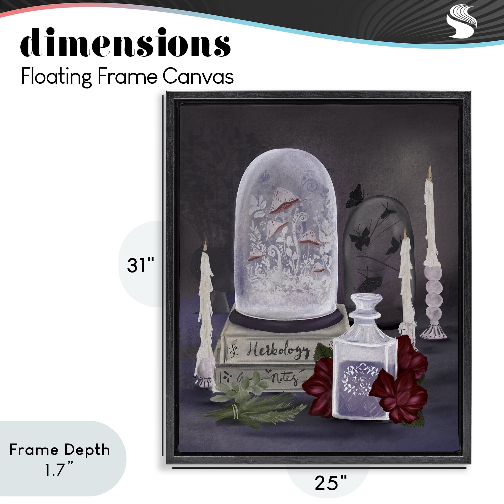 Stupell Industries Spooky Apothecary Vibes Black Framed Floater Canvas Wall Art, design by Adreane Fippinger