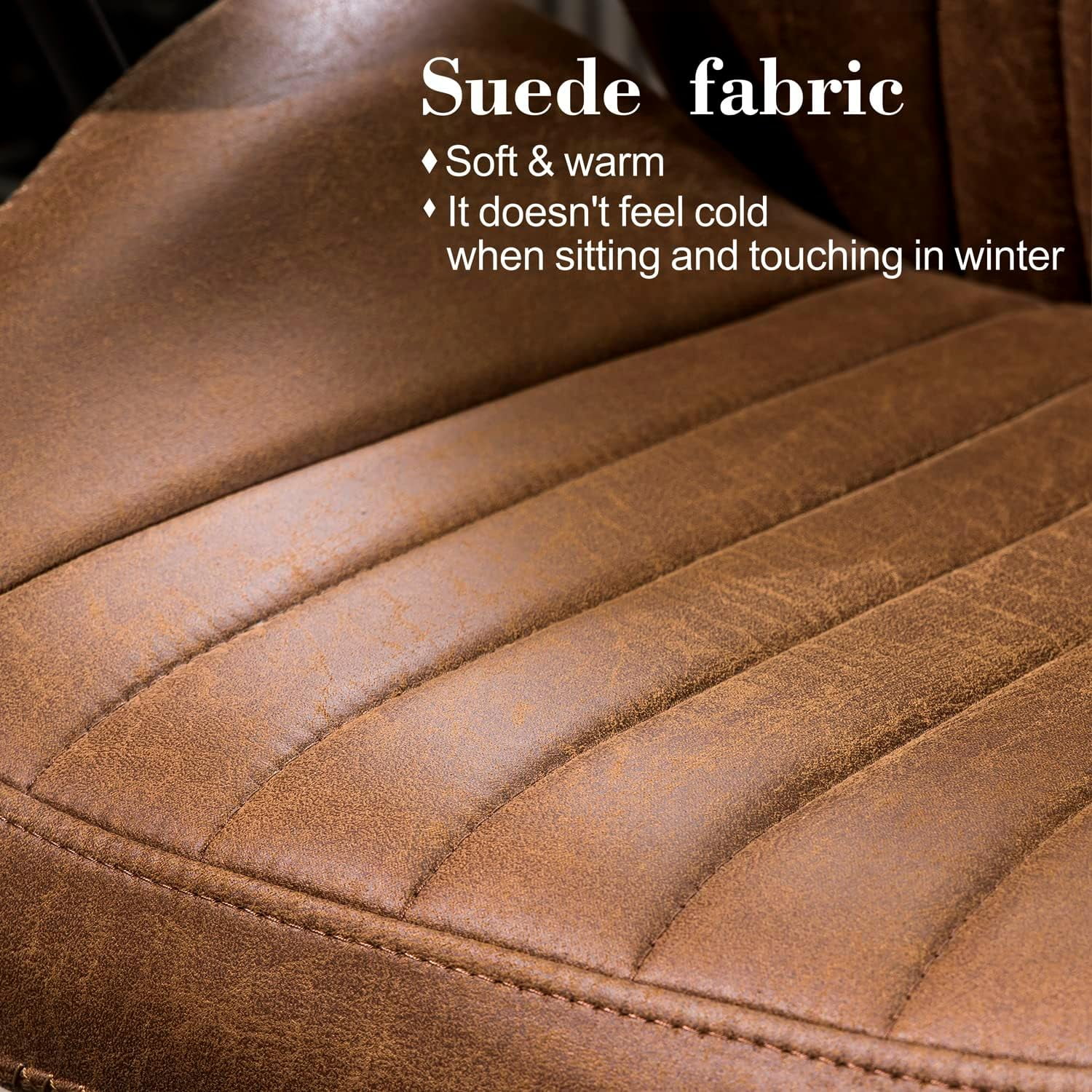 XIZZI Ergonomic Computer High Back Chair, Adjustable Office Desk Chairs Home Suede Fabric Chair-Light Brown