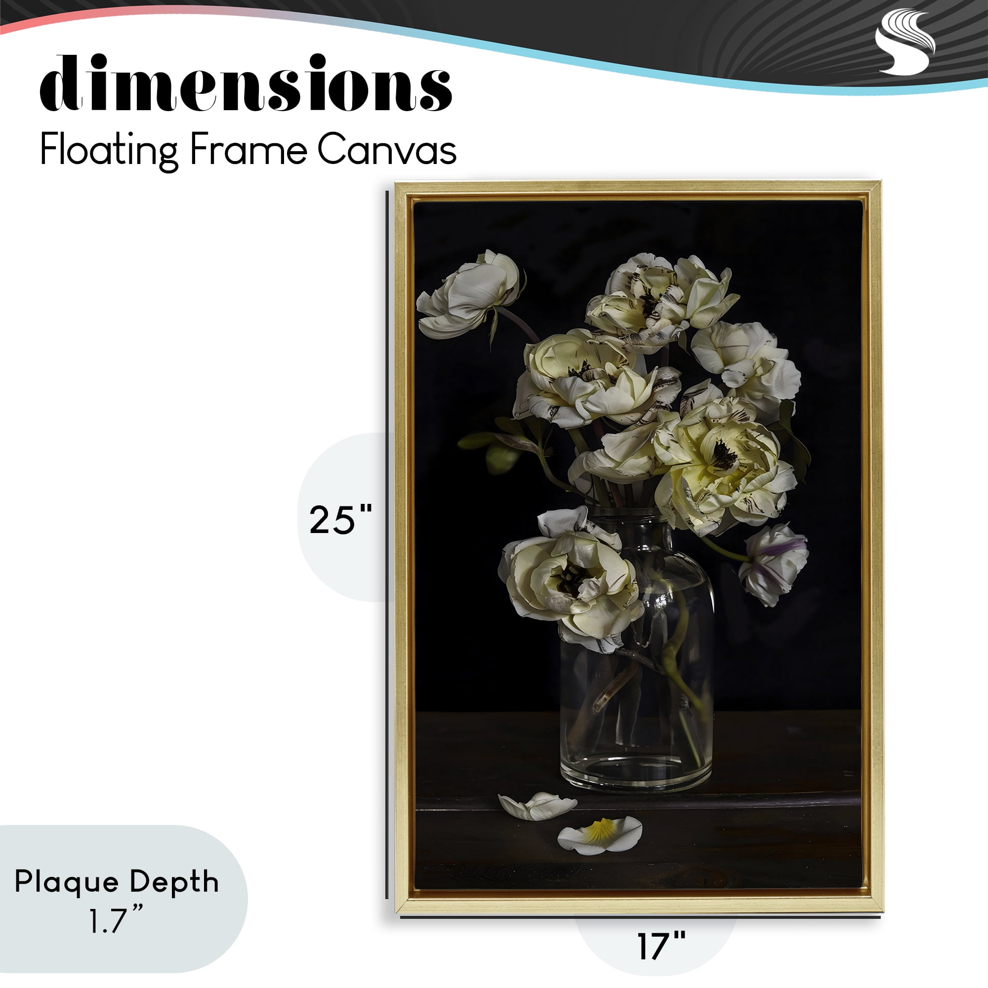 Stupell Industries Elegant Arrangement of Cream Blossoms Gold Framed Floater Canvas Wall Art, design by Creative Studio