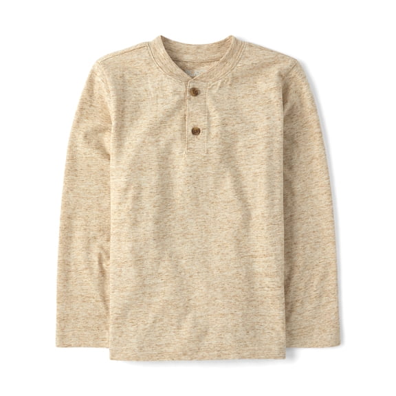 The Children's Place Boys Long Sleeve Marled Henley Top, Sizes XS-XXL