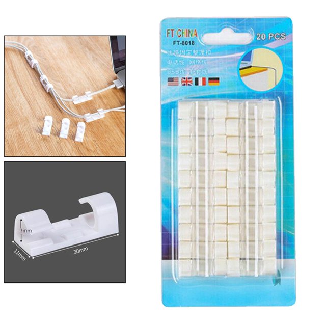 Paquete de 20 Pinzas para Cables Abrazadera Organizadora de Soporte de Cables Autoadhesiva para de Cables , Blanco Yotijar clips organizadores de cables