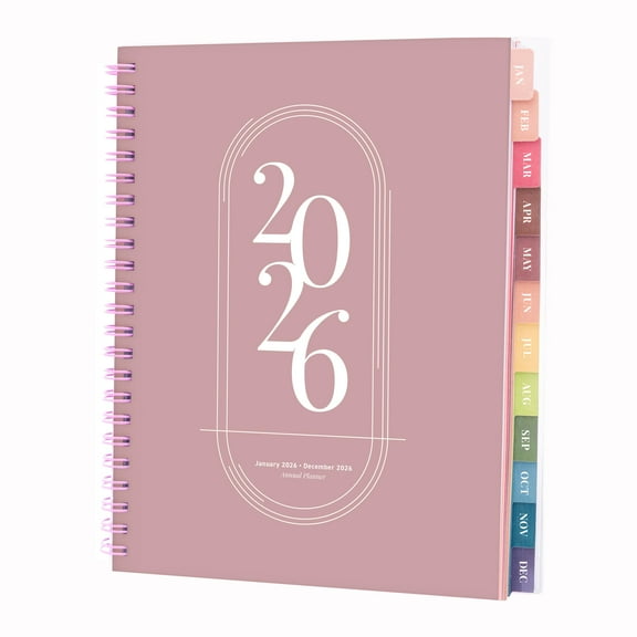 Rileys 2026 Planner, Agenda Planner With Weekly And Monthly View, Daily Agenda Book And Yearly Planners Calendar Book, Spiral Bound With Tabs, Notes, Goals And Holidays (Pink, 8 x 6 in)