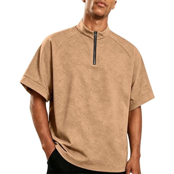 Golf Shirts for Men Half Zipper Relaxed Fit Drop Shoulder Summer Tee Classic Breathable Comfortable Style Solid Top, 3XL