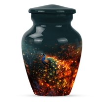 KARYLIZ Majestic Peacock with Fire Glow & Midnight Black and Fiery Orange Urns For Human Ashes - Burial Urns for Human Ashes Adult Female - Funeral Mom Urn for Human Adult Male Dad 1 Pcs 3 Inch