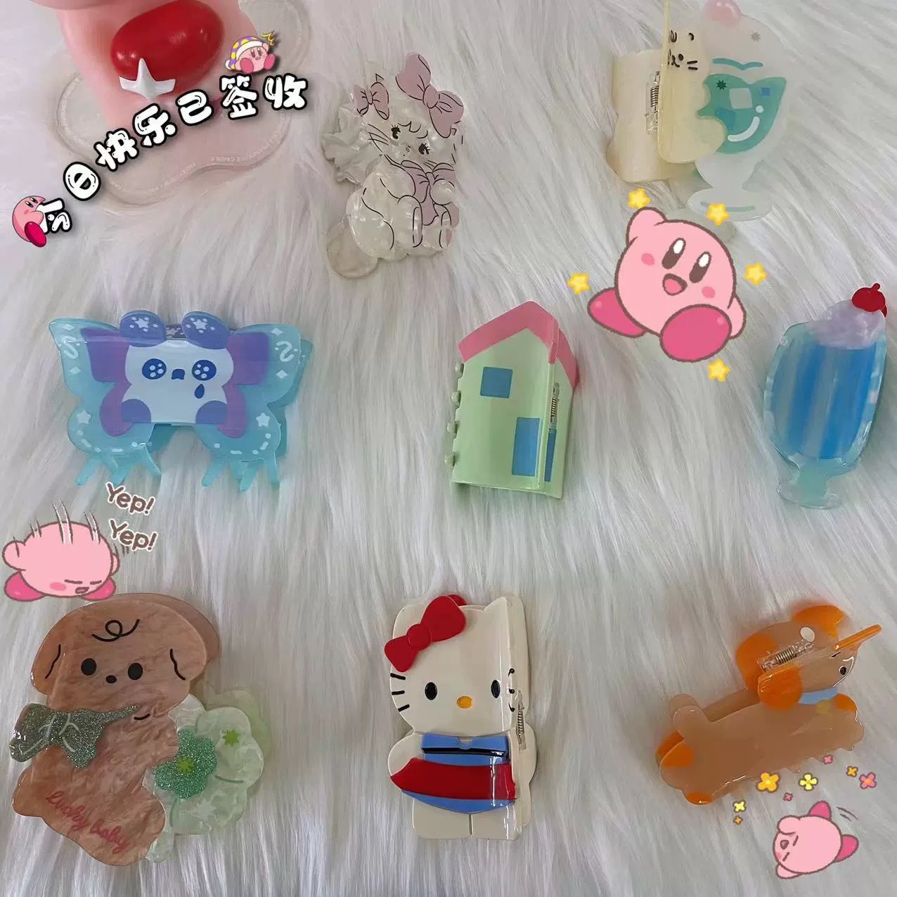 Sweet Girly Acetate Hair Claw Clip - Cute Cat and Dog Large Shark Hair Clip, Ponytail Claw for Women and Girls