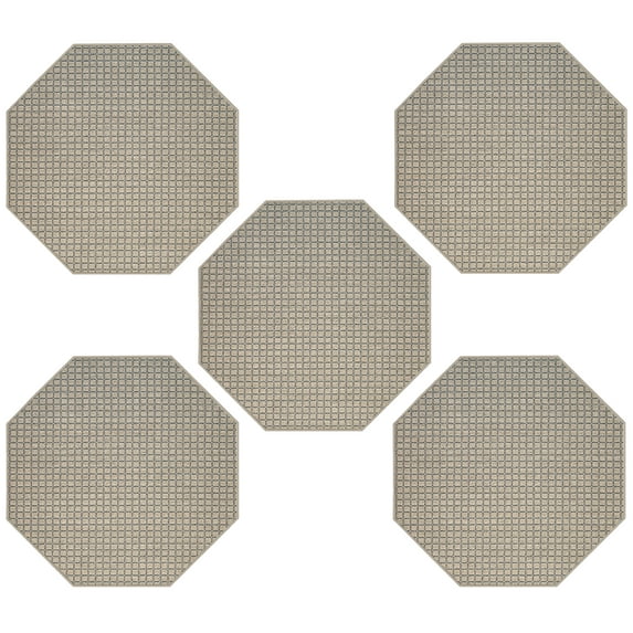Furnish My Place Corner Indoor/Outdoor Commercial Beige Color Rug, Corner Area Rug, Home Decor Mat, Pet-Friendly Carpet for Living Room, Bedroom, Made in USA, 3' Octagon - Set of 5