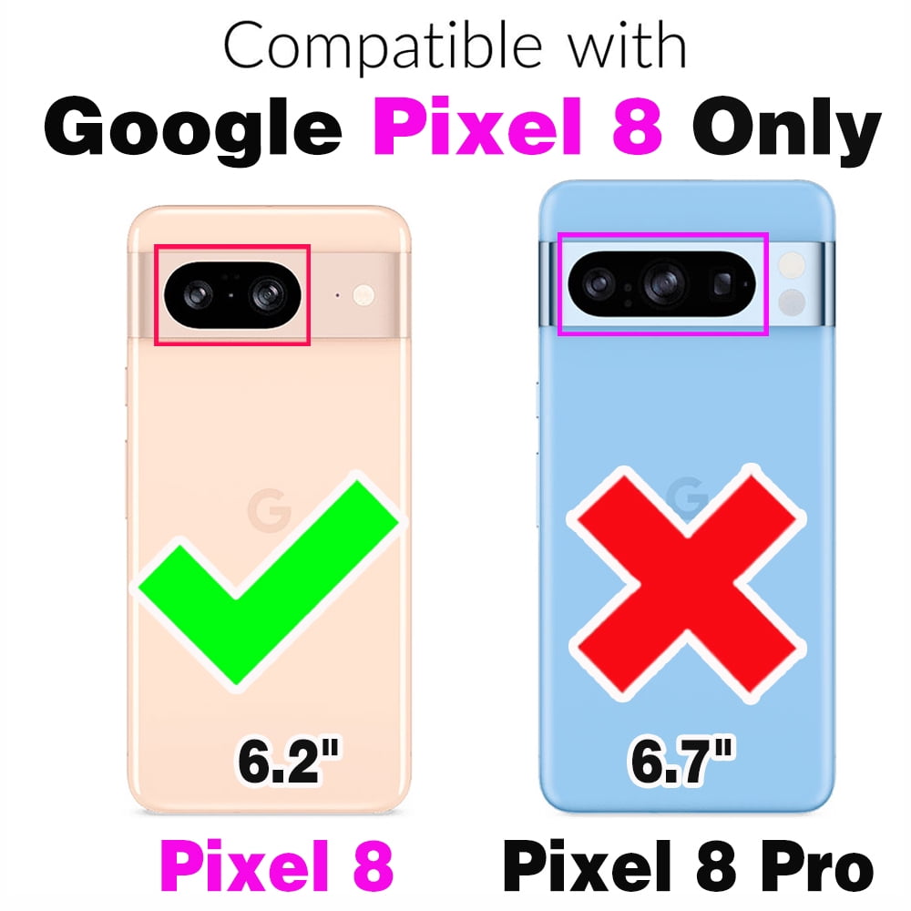 Asuwish Compatible with Google Pixel 8 5G Phone Case Zipper Wallet Detachable Tempered Glass Screen Protector Crossbody Lanyard Strap Flip Card Holder Cell Cover for Pixel8 Eight Women Men Girls Blue