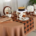 thumbnail image 5 of Table Runner 72 Inches Long, Funny Pumpkin Pattern on Orange Plaid Cotton Linen Table Runners Non-Slip Durable Dresser Scarves for Table Party Dinner Holiday Home Decor, 1 Pack, 5 of 5