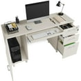thumbnail image 4 of Modern Design Venice Computer Desk Great for Home Office Desk by Crafts and Comfort - 3 Drawers and CPU Storage Cabinet - Laptop Workstation with Keyboard Tray and Cable Hole - White, 4 of 10