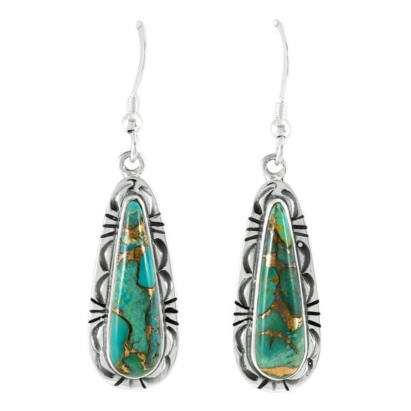 Matrix Turquoise Jewelry Earrings for Women Sterling Silver 925 | Turquoise Network | E1459-C84
