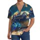 thumbnail image 1 of Balery Sunshine Underwater Sand Turtle Camisa Casual de Manga Corta con Botones para Hombre, Texturizada, Estilo Cubano, para Playa, Verano-Large, 1 of 5