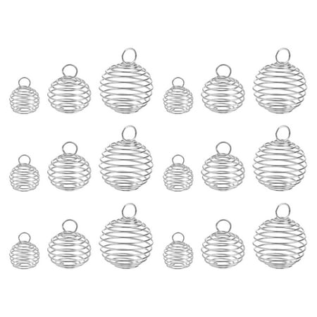 

30Pcs Plated Spiral Bead Cage Charms Pendants for DIY Jewelry Making (Silver)