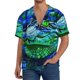 thumbnail image 1 of Balery Colorful Stained Glass Crocodile Camisa Casual de Manga Corta con Botones para Hombre, Texturizada, Estilo Cubano, para Playa, Verano-3X-Large, 1 of 5