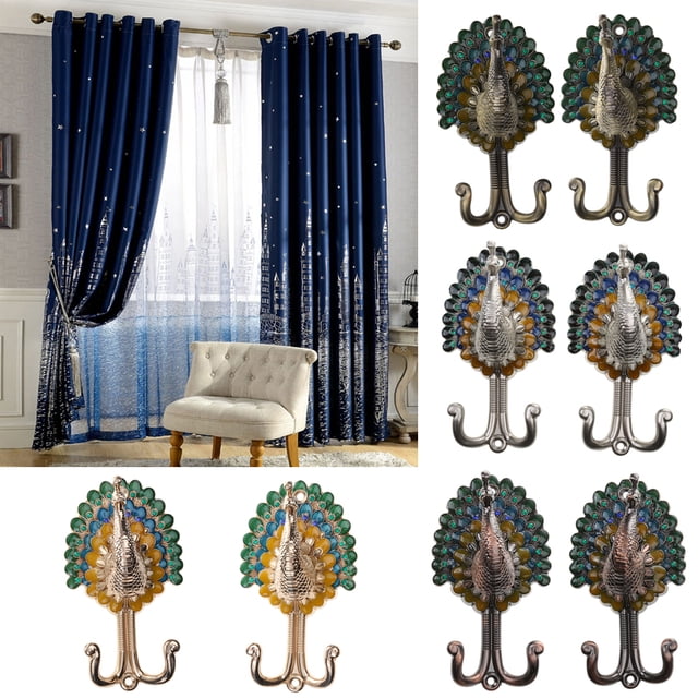 Injueey 1 par pavo real doble metal ropa toalla bolsa colgador de pared DIY gancho - bronce Almacenamiento y organización del hogar Bronce