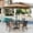 Black & Beige, variant on SUMMIT LIVING 6-Piece Outdoor Patio Dining Set with 10 ft Umbrella, Metal Steel Square Table & 4 Stackable ArmChairs with Cushions, Black & Navy-blue