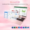 thumbnail image 5 of HPUMLSE 15.6" Pink Laptop Computer, 16GB RAM 512GB SSD, Intel 6500Y (up to 3.4GHz) with Office 2024, Windows 11 Pro Laptop, FHD Display, WiFi5 BT5.0 for Business, Student, Office, 5 of 12