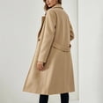 thumbnail image 5 of Trikvn Long Wool Blend Pea Coat for Women Notched Lapel Belted Waist Double Breasted Long Sleeve Elegant Overcoat with Pockets Winter Dressy S-3XL, 5 of 6