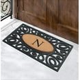 thumbnail image 5 of A1HC Elegant Circles Rubber and Coir Mat for Outdoor Entrance Heavy Duty Monogrammed Doormat Black/Beige 23x38, 5 of 7