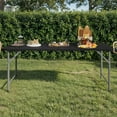 thumbnail image 3 of DEXTRUS 6FT Black Foldable Table, Outdoor Table with Durable HDPP Surface, Rectangular Foldable Table with Convenient Carry Handle for Picnics, Gatherings, Outdoor Adventures, and Indoor Functions, 3 of 9