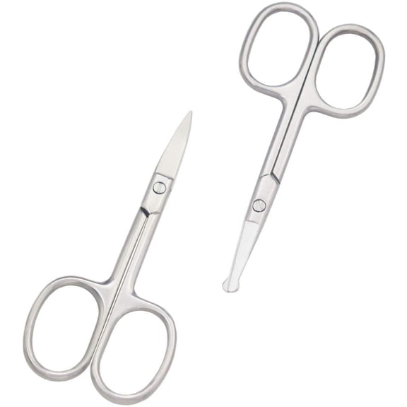 FACEGA Eyebrow and Nose Hair Scissors,3.7鈥?Stainless Steel Professional Facial Nose Hair Trimmer Scissors for Women and Lace Wigs 2 Pieces