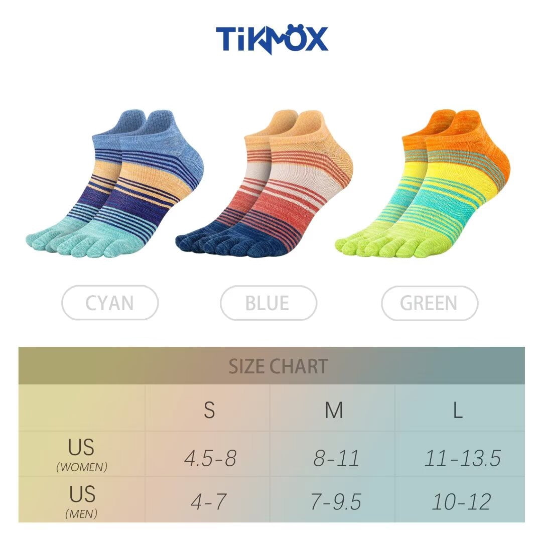 OpetHome Soft Cotton Toe socks for women men, Low cut socks with toes for running walking 3 pairs of colorful socks Medium