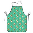 thumbnail image 5 of Uemuo Bulldog Puppy Flower Printed Bib Apron, Adjustable , Water and Oil Resistant, Cooking Kitchen Chef Apron for Women Men, 5 of 5