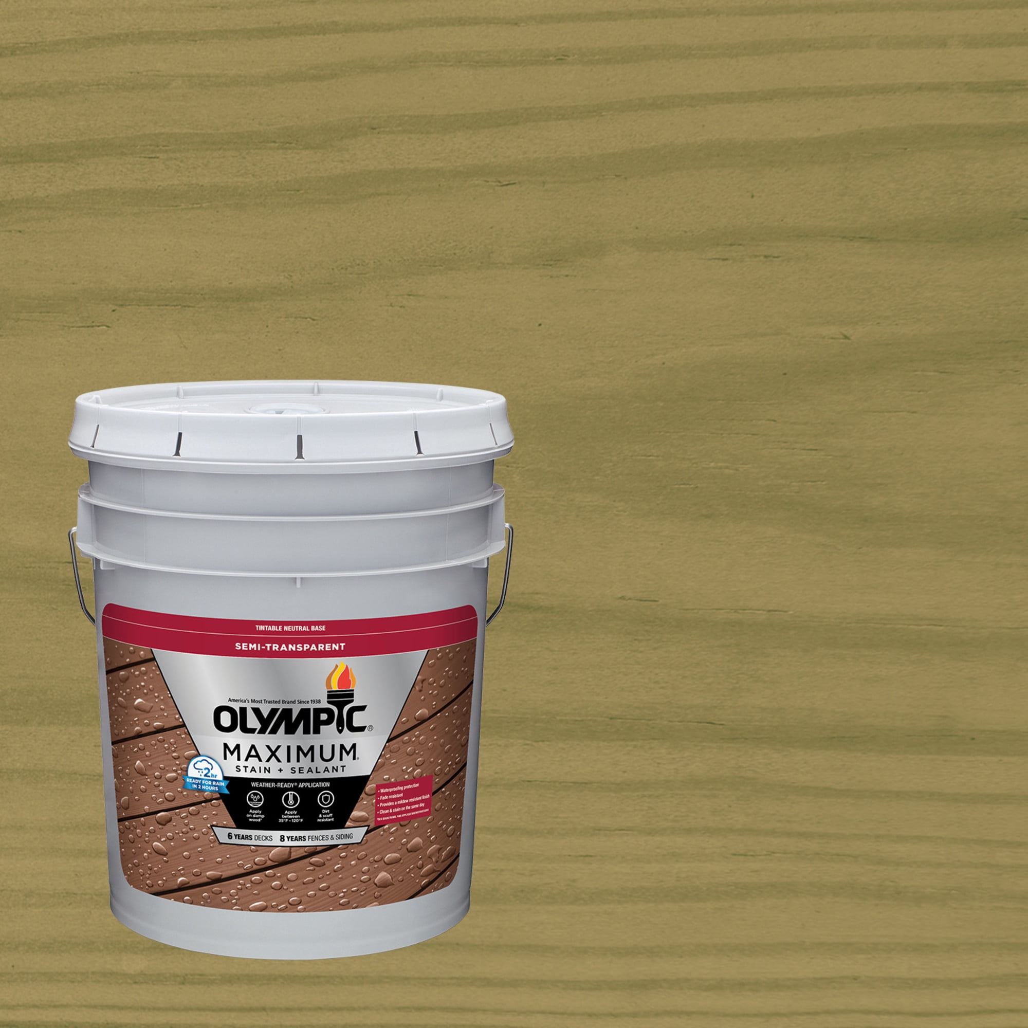 (2 pack) Olympic Maximum 5 Gallons ST-2018 Outside White Semi-Transparent Exterior Stain and Sealer in One Low VOC