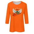 thumbnail image 4 of Dadaria T-Shirt Femme Orange Manches 3/4 Col Rond Grande Taille Été Chandail Blouses TG, 4 of 5