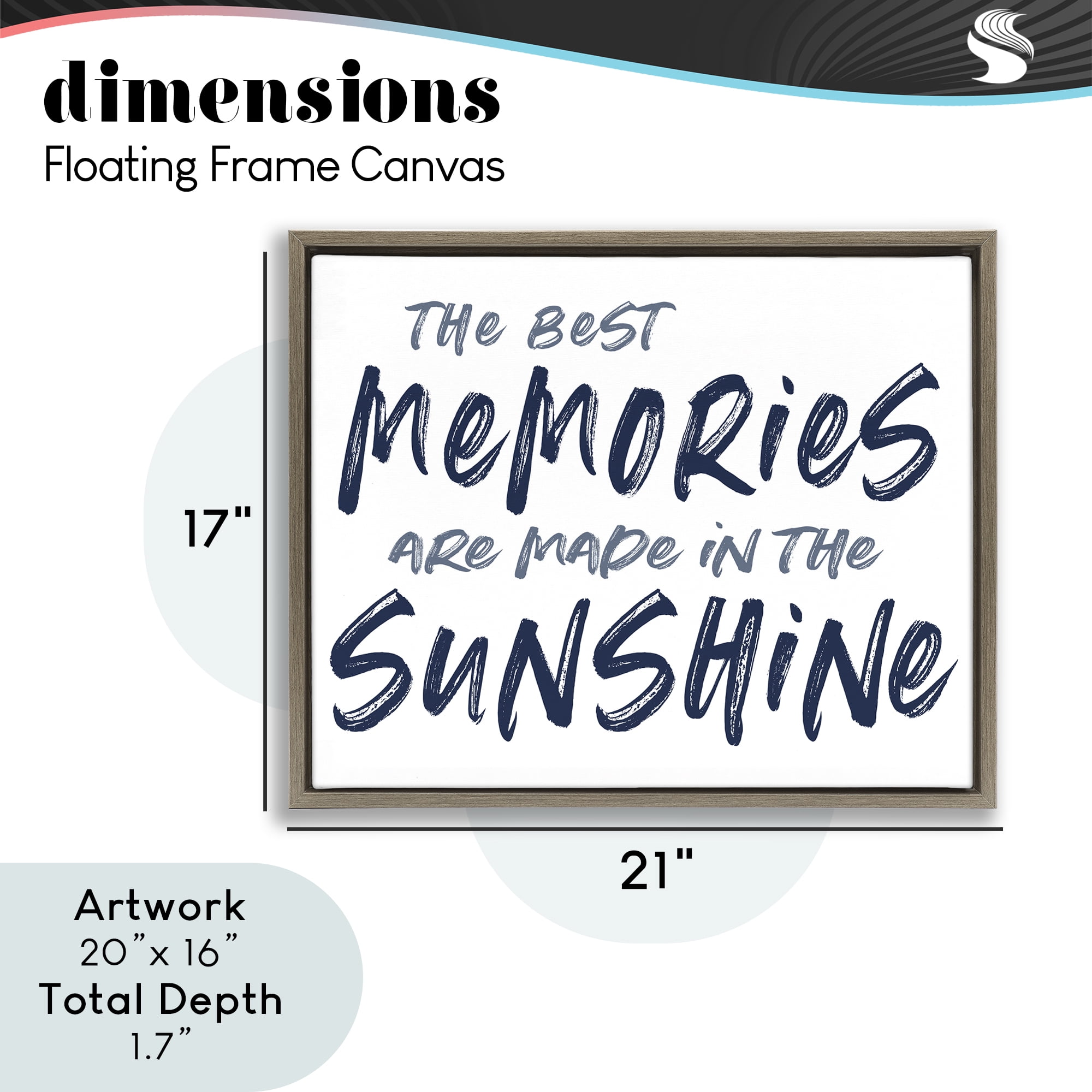 Memories Made In Sunshine Brown Framed Floater Canvas Wall Art, design by Lettered and Lined