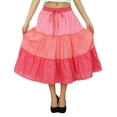 thumbnail image 6 of Bimba Flaired Cotton Boho Summer Skirt Elastic Waist Mid-Calf Ruffle Skirts, 6 of 7