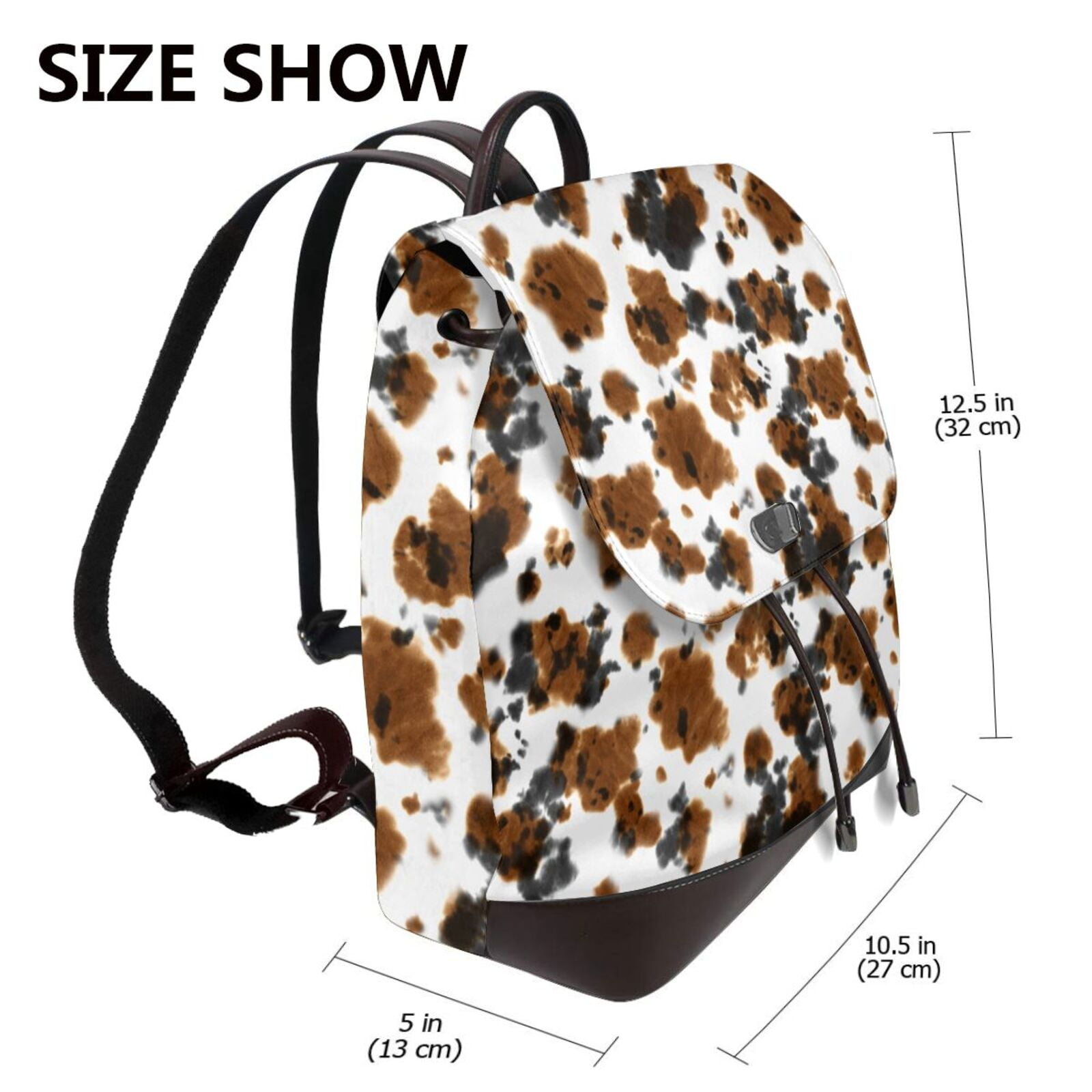 Defioc Cow Tie Dye Print PU Leather Backpack,Backpack Purse for Women Fashion Multipurpose Design Handbag Ladies Bags Travel Backpack