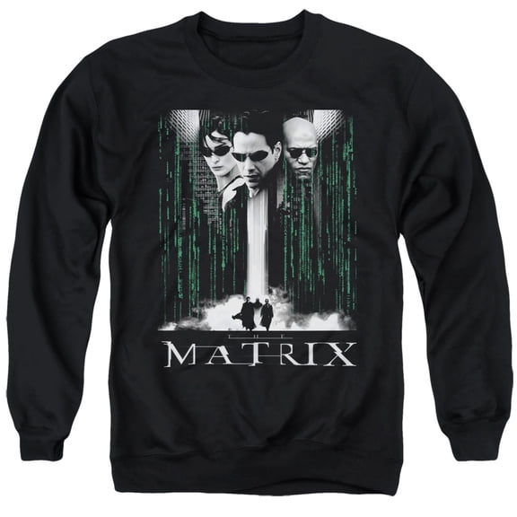 The Matrix Neo, Morpheus, Trinity Unisex Adult Crewneck Sweatshirt,Black, X-Large