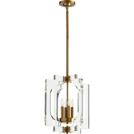 

Pendants 4 Light With Aged Brass Finish Candelabra Base Bulbs 15 inch 240 Watts