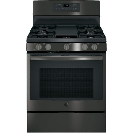 "JGB700BEJTS 30"""" Freestanding Gas Convection Range With 5 Cu. Ft. Oven Capacity Self Clean With Steam Clean Big View Oven Window In Black Stainless Steel"