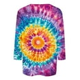 thumbnail image 4 of DDAPJ pyju Womens Tie Dye Shirts 3/4 Sleeve Crew Neck Colorful Graphic Tees Trendy Comfy T-Shirts Casual Going Out Clothes Sales of the Day Multicolor M, 4 of 6