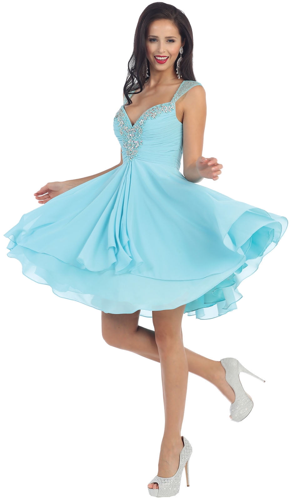 Sale Flowy Short Semi Formal Dance Dress