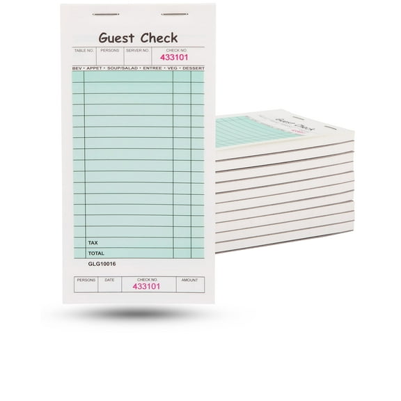 10-Pack of 50 Page Guest Checks for Professional Restaurants | Guest Checks Books for Servers | Server Note Pads | Guest Checks Pads - 7" x 3.6"