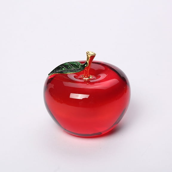 1pcs 50MM Crystal Apple Decoration, Handmade Glass Collectible Figurines for Home Decoration,Christmas Decoration，Golden Green Leaf Red
