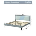 thumbnail image 3 of BEKAY King Bed Frame, Tufted Platform Bed Frame with Adjustable Height Headboard, Velvet Mix Color Upholstered Bed Frame, Beige, 3 of 7