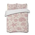 thumbnail image 2 of Quilts Full Size, Pink Coastal Summer Soft Comforter Bedding Set for Bed, Coral Shell Starfish Vintage Lightweight Quilted Bedspread with Pillow Cover(2 Pieces) for All Season, 78x90 Inch, 2 of 9
