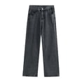 thumbnail image 4 of Womens Denim Jeans High Waist Straight Leg Wide Leg Loose Fit Casual Pants Dark Gray S, 4 of 5