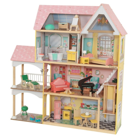 KidKraft Lola Mansion Wooden Dollhouse with 30 Accessories, Ages 4 & up