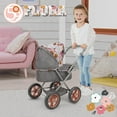 thumbnail image 5 of 509 Crew: Melange Flora - Amanda Doll Pram - Matching Handbag, Doll Accessory, Adjustable Handle, Removable Bassinet, Foldable Design, Kid Toy, Age 3+, 5 of 6