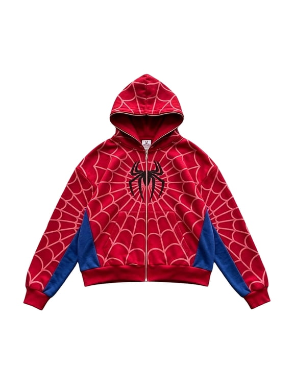 Spider Bodysuit Halloween Costumes Chenille Embroidered Zip Hoodie Casual Streetwear Jacket for Adult Unisex Long Sleeve Cosplay Hooded Jacket Fashion Hoodie