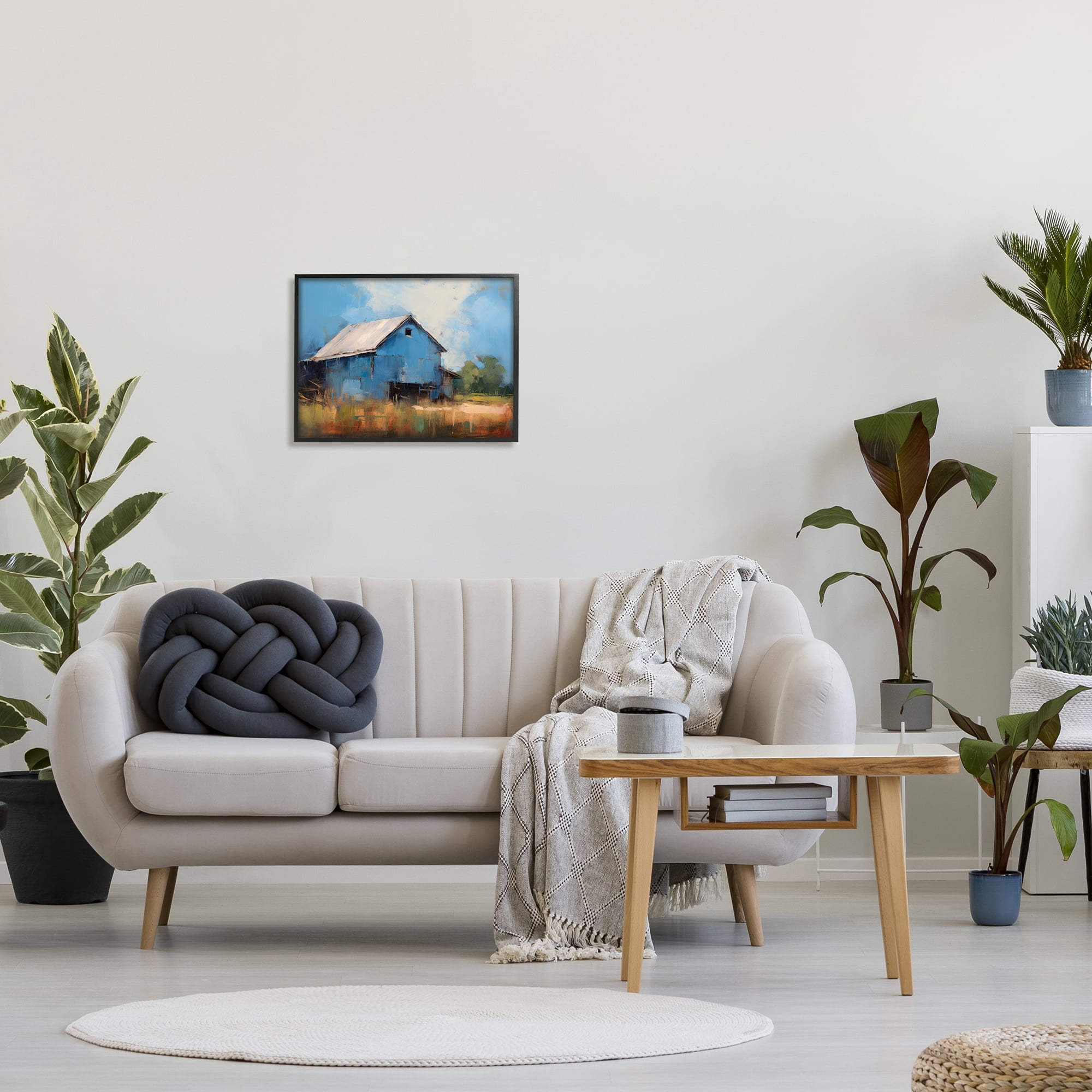 Stupell Industries Modern Barn Painting Travel & Places Painting Black Framed Art Print Wall Art, 20 x 16