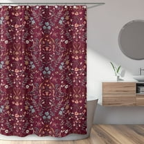 Sweet Jojo Designs Boho Floral Wildflower Burgundy Red and Orange Girl Fabric Shower Curtain