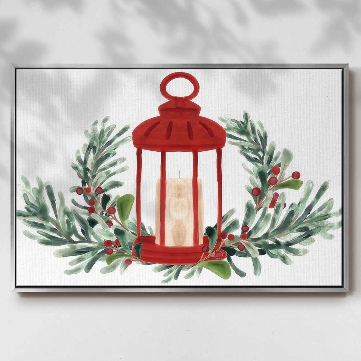 Woodland Holiday Collection A - Framed Gallery Wrapped Holiday Canvas - 25 x 37 - Silver Frame