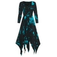 thumbnail image 2 of steampunk Gothic Dresses for Women,Womens Vintage Long Sleeve Lace Up Midi Dress Asymmetric Hem Tie Dye Print Dress, 2 of 4