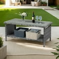 thumbnail image 3 of Ktaxon X-Large Outdoor Wicker Coffee Table with Tempered Glass Top and Storage, Gray, 3 of 8