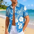 thumbnail image 2 of Men's Hawaiian Floral Shirts Casual Tropical Beach Funky Shirt ort Sleeve Button Down Shirts Tropical Floral Shirts Blue M, 2 of 4